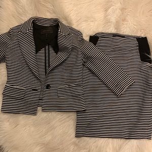 BCBG Maxazria Black and White stripped suit